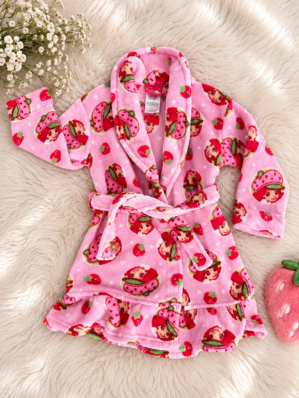 Strawberry Shortcake Pink Plush Robe Girls 3T